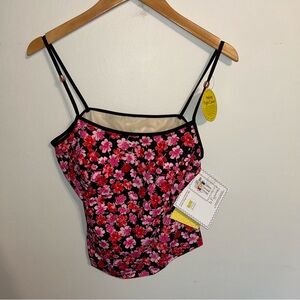 IT FIGURES Floral Swim Top W/ Bra Size L Large NEW